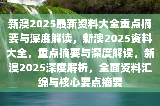 新澳今天最新资料2025,新澳2025年最新发展资料深度解析