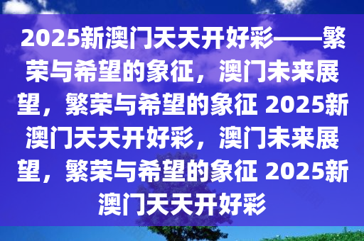2025年新澳门夭夭好彩,新澳门风采展望，2025年的繁荣与好彩